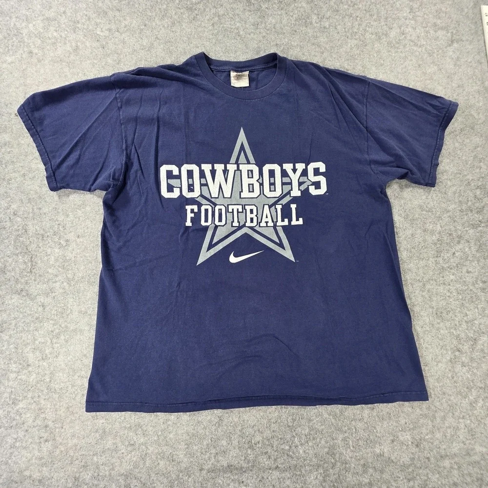 Vintage Nike Dallas Cowboys T Shirt Men Med XL Blue Faded NFL Football Pro Line